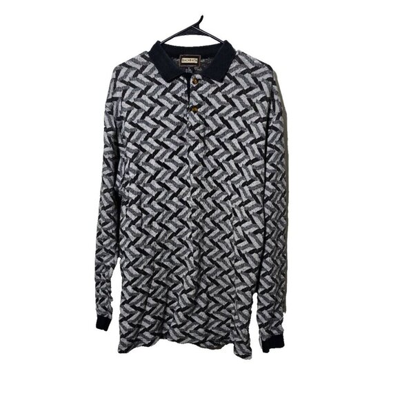 Bachrach Mens Shirt M Linen Blend Geometric Breathable Business Casual Collared - Picture 1 of 10